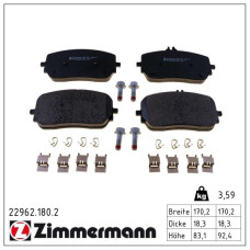 Колодки тормозные дисковые (комплект 4 шт) Zimmermann 22962.180.2