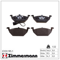 Колодки тормозные дисковые Zimmermann 23131.195.1