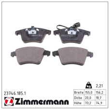 Колодки тормозные дисковые (комплект 4 шт) Zimmermann 23746.185.1