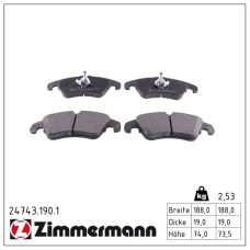 Колодки тормозные дисковые (комплект 4 шт) Zimmermann 24743.190.1
