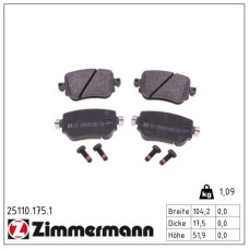 Колодки тормозные дисковые Zimmermann 25110.175.1