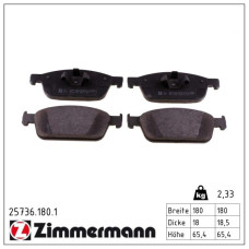 Колодки тормозные дисковые Zimmermann 25736.180.1