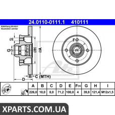 Тормозной диск ATE - 24011001111