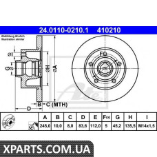 Тормозной диск ATE - 24011002101