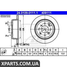 Тормозной диск ATE - 24010901111