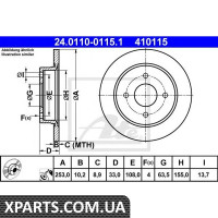 Тормозной диск ATE - 24011001151