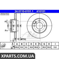 Тормозной диск ATE - 24011001511