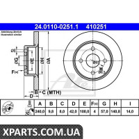 Гальмівний диск ATE - 24011002511 Гальмівний диск ATE - 24011002511