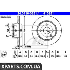 Тормозной диск ATE - 24011002511