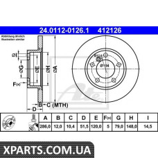 Тормозной диск ATE - 24011201261