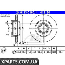 Тормозной диск ATE - 24011301601