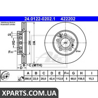 Гальмівний диск ATE - 24012202021 Гальмівний диск ATE - 24012202021
