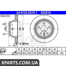 Тормозной диск ATE - 24012202151
