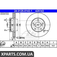 Тормозной диск ATE - 24012501431