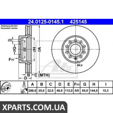 Тормозной диск ATE - 24012501451