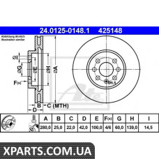 Тормозной диск ATE - 24012501481