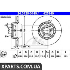 Тормозной диск ATE - 24012501491
