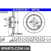 Диск торм.задн. 258x9x558 ATE 24010901381