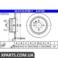 Диск гальмівний ATE 24.0110-0150.1 BMW E30 316I 318I 320I 87-91 ATE 24011001501