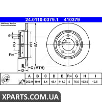 Диск гальмівний HYUNDAI I30 11- TYL ATE 24011003791