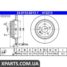 Диск тормозной задний 300mm VITO W447 14- ATE 24011202131