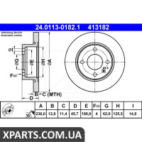 Гальмівний диск 236x12.9x46 ATE 24011301821