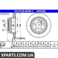Диск гальмівний ATE 24.0120-0240.1 BMW F30 320I XDRIVE 11-318D XDRIVE 12-TY ATE 24012002401