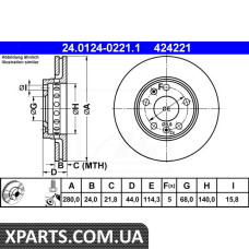 Диск гальм. RENAULT FLUENCE LAGUNA III MEGANE III ATE 24012402211