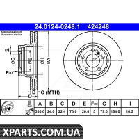 Диск гальмівний ATE 24.0124-0248.1 BMW F30 325D 218KM 11-330D 258KM 12- PRZУD ATE 24012402481