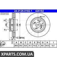 Диск гальмівний ATE 24.0125-0182.1 HONDA CR-V II 2.2CTDI 05-06 ATE 24012501821