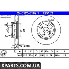 Диск гальмівний ATE 24.0125-0182.1 HONDA CR-V II 2.2CTDI 05-06 ATE 24012501821