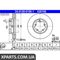 Гальмівний диск ATE 24012801561
