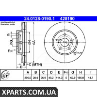 Диск гальм. 296x49x28x5 w. ATE 24012801901