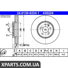 Диск гальмівний ATE 24.0130-0224.1 OPEL ZAFIRA TOURER C 1.4 140KM 11- ATE 24013002241