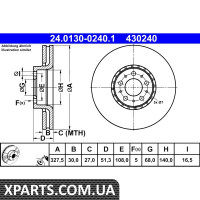Диск гальмівний VOLVO XC90 II ATE 24013002401