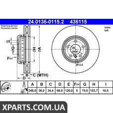 Тормозной диск 324x30x77 w. ATE 24013601152