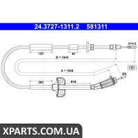 Трос гальма стоянки VOLVO S60 00-04 ATE 24372713112