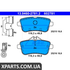 Колодки гальмівні дискові комплект ATE 13.0460-2781.2 MERCEDES X166 GL350 BLUETEC 4-MATIC 258KM 12-TY ATE 13046027812