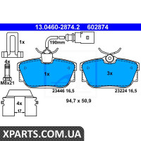 Колодки гальмівні дискові комплект ATE 13.0460-2874.2 VW TRANSPORTER T4 2.02.5 90-03 2.8 V6 95-03 1.9TD 92-03 ATE 13046028742