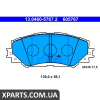 Колодки гальмівні дискові комплект ATE 13.0460-5767.2 TOYOTA AURIS 1.4VVT-I 1.6VVT-I 07- ATE 13046057672