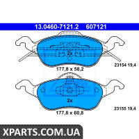 Колодки гальмівні дискові комплект ATE 13.0460-7121.2 FORD FOCUS 1.41.61.8 98-04 1.8TDCI 02-04 ATE 13046071212