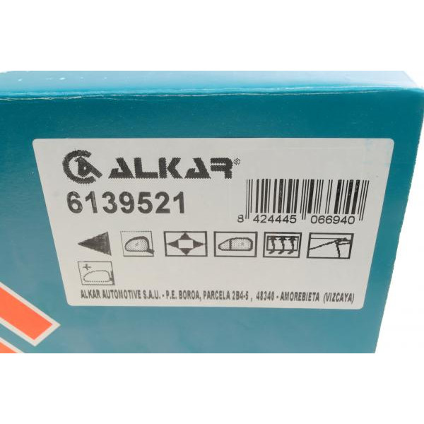 6139521 ALKAR Дзеркало заднього виду (під фарбування) Skoda Octavia 96-10 (L) (електро/підігрів)