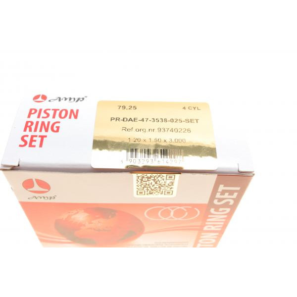 PRDAE473538025SET AMP Кільця поршневі Daewoo Nexia 1.6 16V 91-00 (+0.25/79.25mm) (1.2x1.5x3.0)