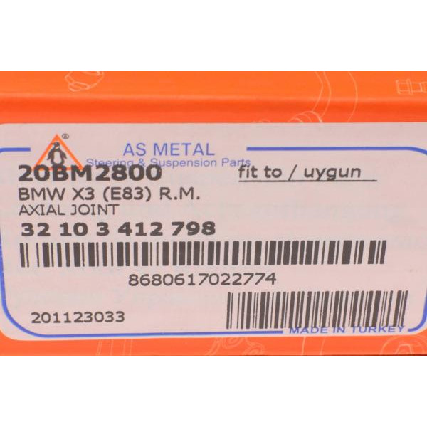 20BM2800 ASMETAL Рульова тяга BMW X3 (E83)/X5 (E53) 2.0-4.8 00-11 (L=220mm)
