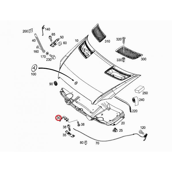 1007506 AUTOTECHTEILE Замок капота (верхній) MB Sprinter (906)/VW Crafter 06- (7506)