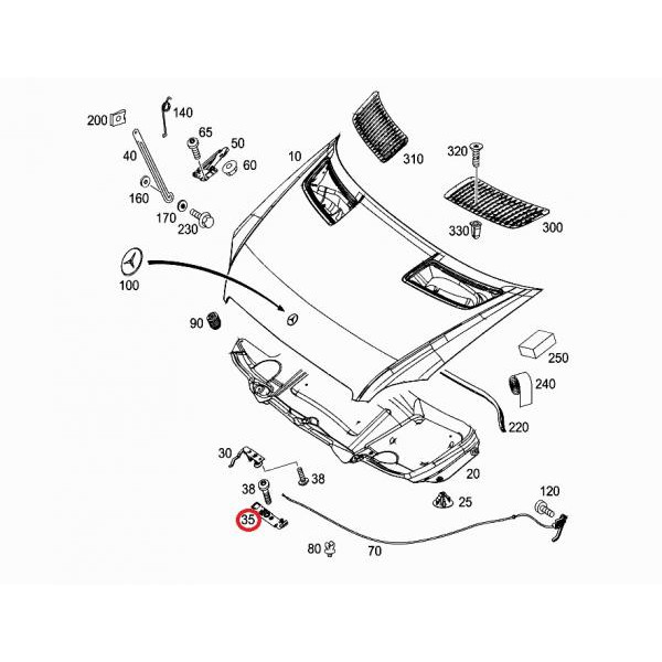 1007507 AUTOTECHTEILE Замок капота (нижній) MB Sprinter (906)/VW Crafter 06-