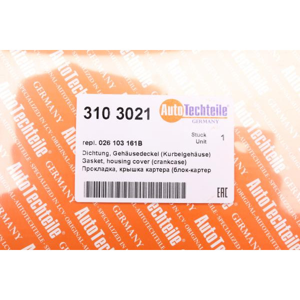 3103021 AUTOTECHTEILE Прокладка кришки картера VW Caddy/T3/T4 1.6-1.9D -04 (передня)