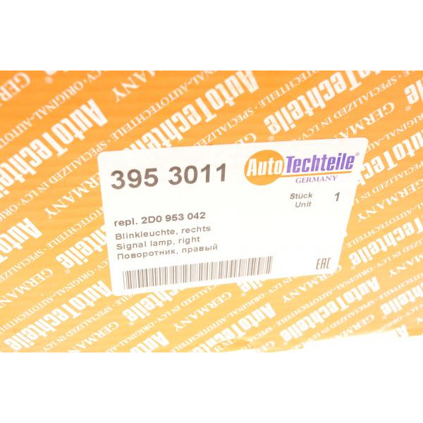 3953011 AUTOTECHTEILE Поворот передній VW LT 96-06 (R) (жовтий) (без патрона) (9530.11)