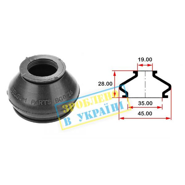 BG0126 BELGUM PARTS Пильовик опори кульовий рульового наконечника (універсальний) (35х19x28)
