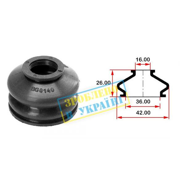 BG0140 BELGUM PARTS Пильовик опори кульовий рульового наконечника (універсальний) (36х16x26)